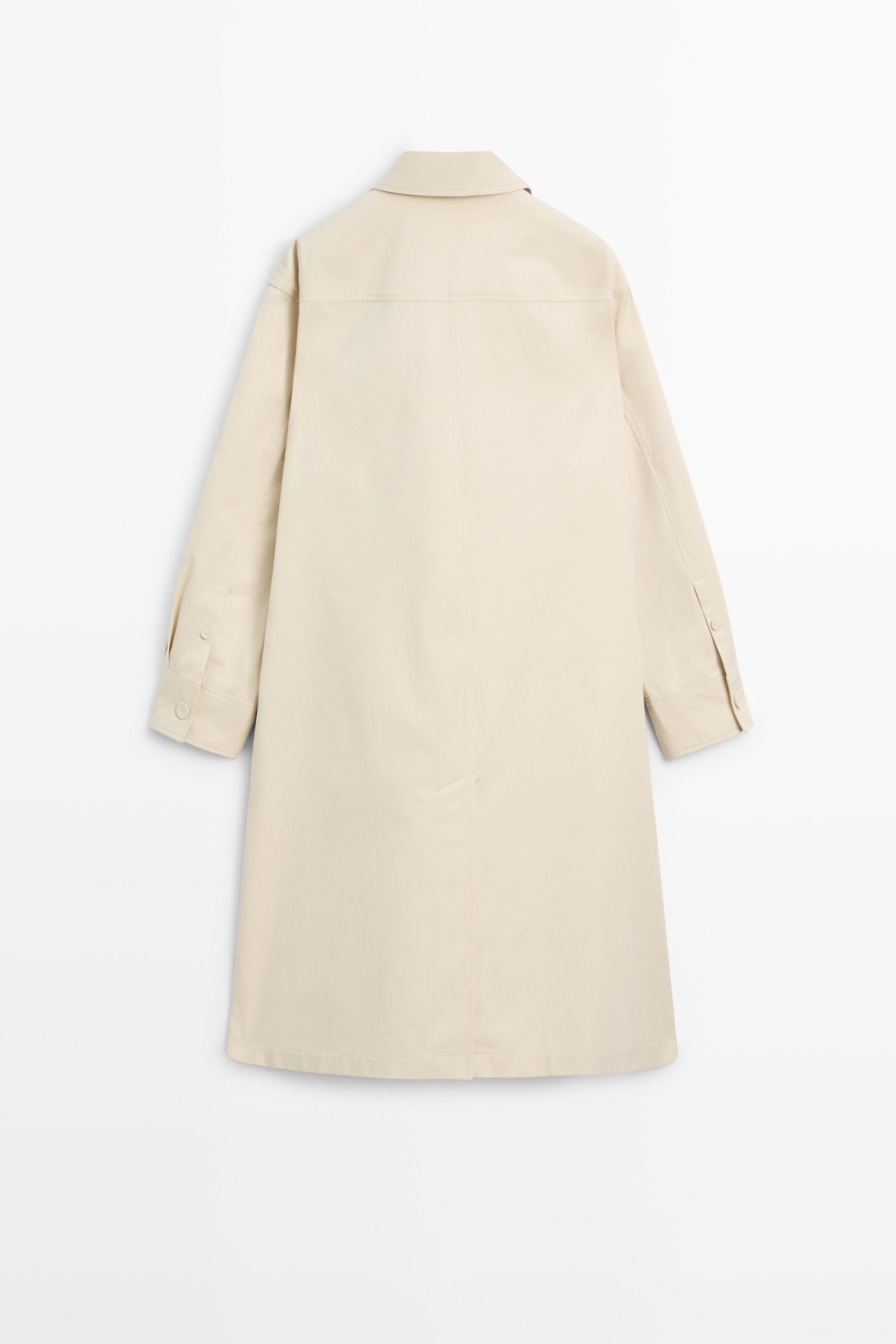 Cotton trench coat with roll-up sleeves